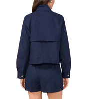 1. STATE Striped Stand Collar Long Sleeve Draw Cord Zip Up Jacket