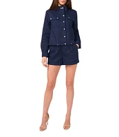 1. STATE Striped Stand Collar Long Sleeve Draw Cord Zip Up Jacket