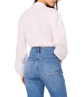 1. STATE V-Neck Collar Long Sleeve Wrap Front Bodysuit