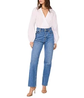 1. STATE V-Neck Collar Long Sleeve Wrap Front Bodysuit