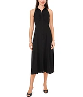 1. STATE V-Neck Collar Midi Sleeveless Dress