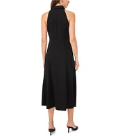 1. STATE V-Neck Collar Midi Sleeveless Dress