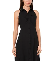 1. STATE V-Neck Collar Midi Sleeveless Dress