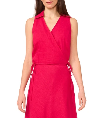 1. STATE Coordinating V-Neck Collared Sleeveless Side Tie Wrap Top