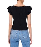 1. STATE V-Neck Short Flutter Sleeve Top