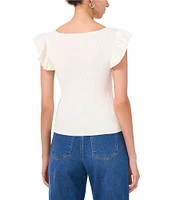 1. STATE V-Neck Short Flutter Sleeve Top