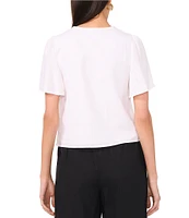 1. STATE V-Neck Short Sleeve Tie Front Blouse