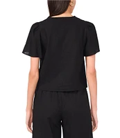 1. STATE V-Neck Short Sleeve Tie Front Blouse