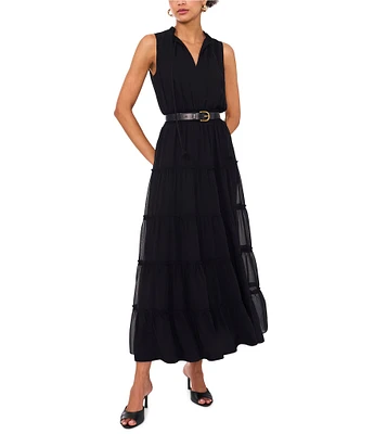 1. STATE V-Neckline Sleeveless Gauze Maxi Dress