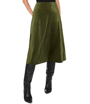 1. STATE Velvet High Rise Slip Flounce Midi Skirt