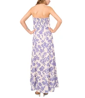 1. STATE Woven Floral Print Strapless Smocked Back Pocketed Maxi Dress