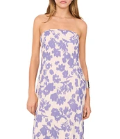 1. STATE Woven Floral Print Strapless Smocked Back Pocketed Maxi Dress