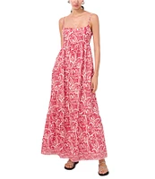 1. STATE Woven Paisley Print Square Neck Sleeveless Maxi A-Line Dress
