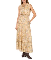 1. STATE Woven Paisley Print V-Neck Sleeveless Smocked Waist Tiered Fit and Flare Maxi Dress