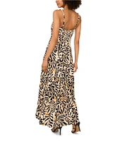 1. STATE Woven Printed Square Neck Sleeveless Hi-Low Maxi Dress