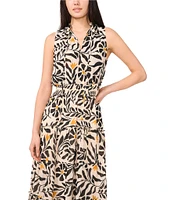 1. STATE Woven Split Round Neck Sleeveless Smocked Waist Tiered Maxi Dress