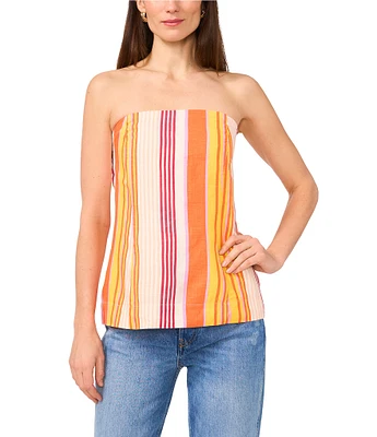 1. STATE Woven Striped Strapless Top