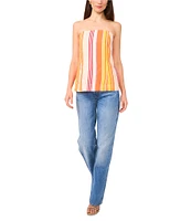 1. STATE Woven Striped Strapless Top