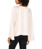 1. STATE Woven V-Neck Long Wide Sleeve Blouse