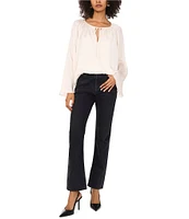 1. STATE Woven V-Neck Long Wide Sleeve Blouse