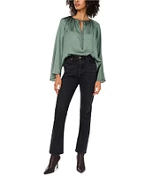 1. STATE Woven V-Neck Long Wide Sleeve Blouse