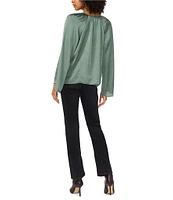 1. STATE Woven V-Neck Long Wide Sleeve Blouse