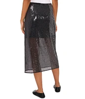 1. STATE Sequin Mesh Sheer Illusion High Rise Slip Midi Skirt