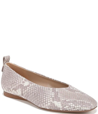 Naturalizer 27 EDIT Carla Snake Print Leather Square Toe Casual Ballet Flats