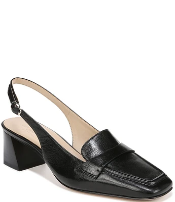 Naturalizer 27 EDIT Hunny Leather Square Toe Slingback Loafer Pumps