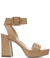 Naturalizer 27 EDIT Jaselle Square Toe Leather Buckle Detail Ankle Strap Platform Dress Sandals