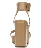 Naturalizer 27 EDIT Jaselle Square Toe Leather Buckle Detail Ankle Strap Platform Dress Sandals