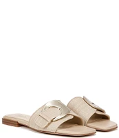 Naturalizer 27 EDIT Naomi Premium Straw Oversized Buckle Casual Slide Sandals