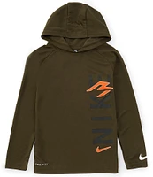 Nike 3BRAND by Russell Wilson Big Boys 8-20 Long Sleeve Vertical Logo Graphic Thermal Hoodie Pullover