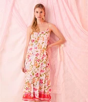 40 Winks Floral Print Sleeveless V-Neck Maxi Woven Chemise