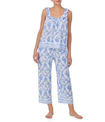 40 Winks Floral Sleeveless Scoop Neck Cropped Pajama Set