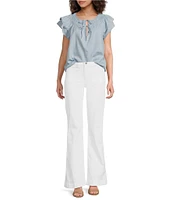 7 For All Mankind Dojo Tailorless Mid Rise Trouser Flare Leg Jeans