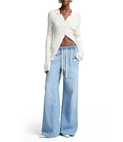 7 For All Mankind High Waist Wide Leg Pull-On Pants