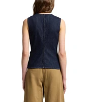 7 For All Mankind Lady V-Neck Sleeveless Button Front Coordinating Denim Vest