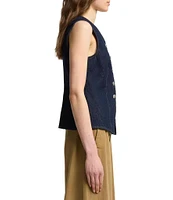 7 For All Mankind Lady V-Neck Sleeveless Button Front Coordinating Denim Vest