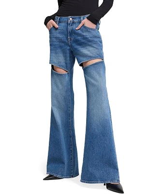 7 For All Mankind Spencer Cut-Out Detail Flare Leg Jeans