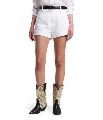 7 For All Mankind Tailored High Rise Step Hem Denim Shorts