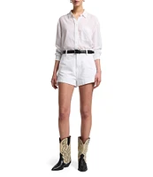 7 For All Mankind Tailored High Rise Step Hem Denim Shorts