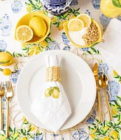 8 Oak Lane Lemon Embroidered Dinner Napkin, Set of 6