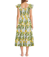 8 Oak Lane Woven Lemon Print Smocked House Dress