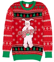 A Christmas Story™ Chenille Pink Bunny Suit Chenille Patch Applique Christmas Sweater