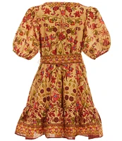 A Loves A Big Girls Floral Print Puff Sleeve Wrap Dress