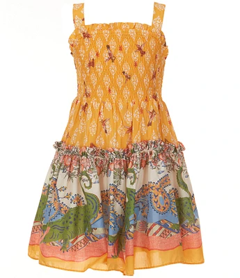 A Loves A Big Girls 7-16 Marigold Floral Print Sleeveless Smocked Dress