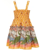 A Loves A Big Girls 7-16 Marigold Floral Print Sleeveless Smocked Dress