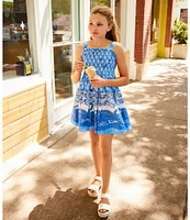 A Loves A Big Girls 7-16 Cobalt Floral Print Sleeveless Smocked Dress