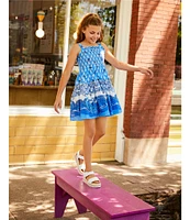 A Loves A Big Girls 7-16 Cobalt Floral Print Sleeveless Smocked Dress